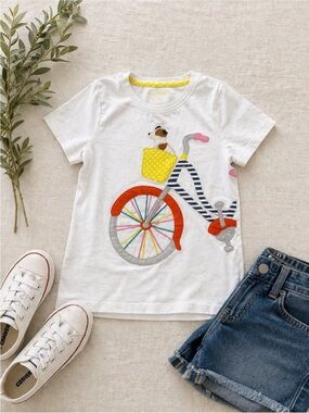 Mini Boden Appliqué Tee with Dog and Bicycle Size 11-12